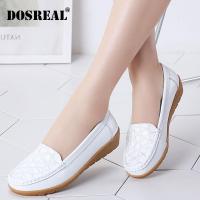 DOSREAL ผู้หญิงรองเท้าหนังแท้รองเท้าหนังรองเท้าส้นสูง Casual FLAT รองเท้าผู้หญิง Loafers นุ่มรองเท้าใหญ่ขนาด 35-41