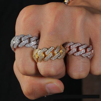 ฮิปฮอปทันสมัยสำหรับผู้ชายแหวนเฉพาะตัวแฟชั่นแหวนเพชรชุบ18K แหวนเพชร