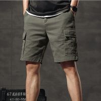 COD SDFERTREWWE seluar pendek kasual lelaki 2023 Summer New Style Mens Casual Cotton work pants American Five-Point Pants Trendy Solid Color Multi-Pocket Shorts 6 poket