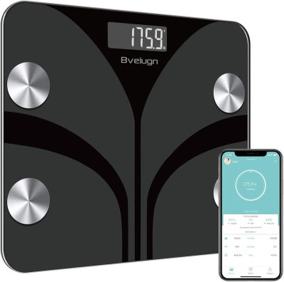 Posture Scale for Body Weight and Fat Percentage, Bveiugn Digital Accurate Bathroom Smart Scale LED Display, 13 Body Composition Analyzer Sync Weight Scale BMI Health Monitor Sync Fitdays App - 400lb