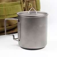 Outdoor titanium cup pure titanium water cup camping portable tea cup coffee cup titanium alloy folding mug 420ml