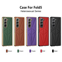 Galaxy Z Fold5 360แบบฝาพับกันกระแทกเคสโทรศัพท์ป้องกัน Fold5หนัง Samsung Z สีน้ำเงินคลาสสิก