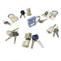 7pcs Transparent Lock Practice Lock for Locksmith and BeginnerPadlock AB Lock One Word Lock and Civil Lock with Keys