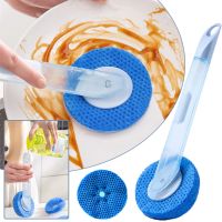 Long Handle Cleaning Brush Liquid Soap Dispenser Dish Scrubber Brush Replaceable Sponge Dishwashing Wipe Kitchen Washing Tools