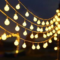 LED Balls String Lights Christmas Garland AA Battery USB Solar Powered Holiday Wedding Party Curtain String Fairy Lamps for Home