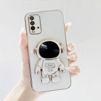 เคส Redmi 9T case นักบินอวกาศขาตั้งแบบพับได้แฟชั่นสีทึบหรูหราชุบโครเมียมนุ่ม TPU เคสโทรศัพท์สแควร์คลุมทั้งหมดเคสป้