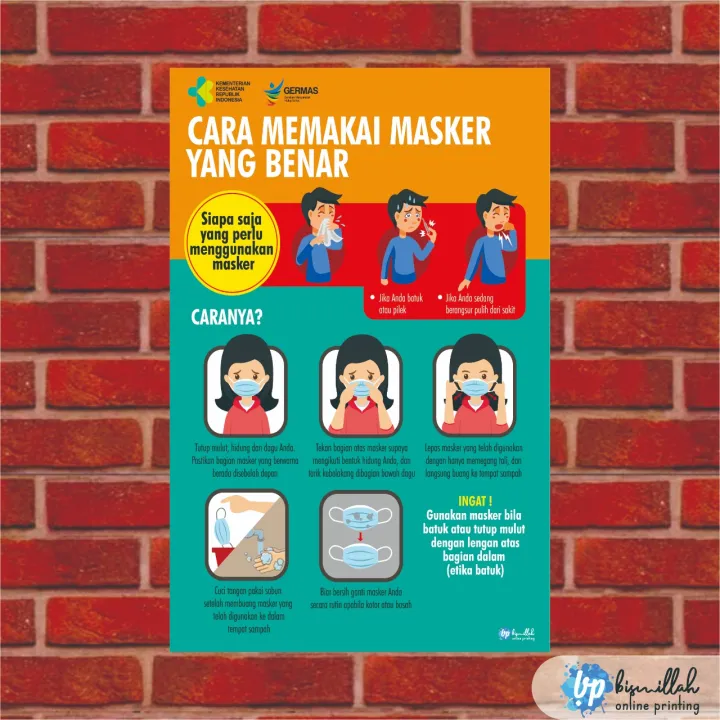 Poster Kesehatan CAra Memakai Masker Yang Benar | Lazada Indonesia