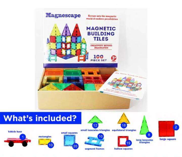 magnetic-tiles-ตัวต่อแม่เหล็ก-สุดฮิต-ของเล่นแนวสเตม-stem-toys-100ชิ้น