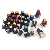 30pcs 6mm potentiometer knob encoder switch cap 15X17mm 5 colors orange yellow blue white x6pcs for WH148 potentiometer