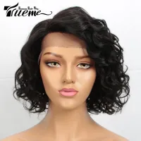 Trueme Bouncy Curly Short Bob Wig Ginger Lace Front Human Hair Wigs Colored Brazilian Transparent Lace Human Hair Wig For Women