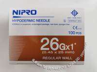 เข็มฉีดยาพลาสติก​ Nipro​ # 26G x 1 นิ้ว   บรรจุ :  1 กล่อง (100 อัน)