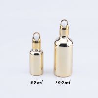 ►▦ 30ML 100ML Gold Glass Dropper Bottles Empty Essential Oil Bottles Jars Vials With Pipettes Perfume Bottles