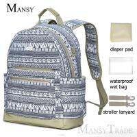 Mansy ใหม่แฟชั่นผ้าใบสไตล์โบฮีเมียน Multifunction การเป็นมารดากระเป๋าคุณแม่ขนาดใหญ่ความจุกระเป๋าเครื่องใช้ทารกแม่และเด็กกระเป๋าเดินทางกระเป๋าสะพายหลังดูแลทารกถุงผ้าอ้อม