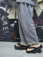 ฤดูร้อน Man Flip Flops ไม้ญี่ปุ่น Geta Samurai Clogs รองเท้าแตะกล่องคอสเพลย์รองเท้าสีดำหนาด้านล่างแพลตฟอร์มรองเท้าแตะ