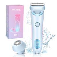 ZZOOI Womens Electric Shaver 2-In-1 Face Trimmer Pubic Hair Bikini Underarm Leg Hair Remover IPX7 Waterproof Body Hair Trimmer