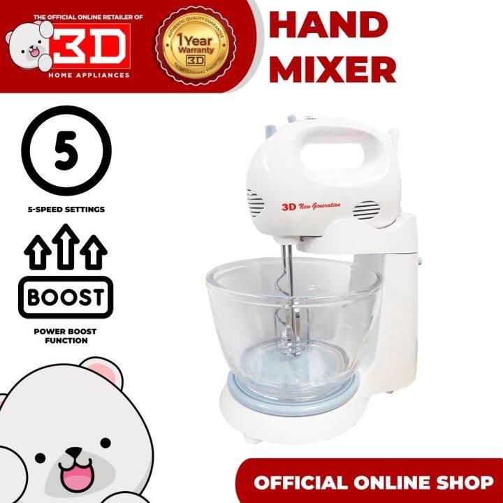 mixers for baking 3D MX947GST 5Speed Stand Mixer with Glass Bowl 5L