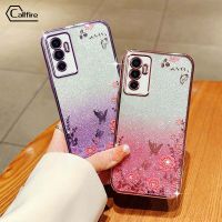 Callfire เคสโทรศัพท์ผงชิมเมอร์ สำหรับ Vivo V23E 4G 5G S10E Y75 4G แบบดอกไม้ผีเสื้อหรูหราซิลิโคนป้องกันการตกหล่นเปลือกนิ่ม