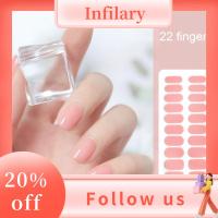 INFILARY แถบเจลสติ๊กเกอร์ติดเล็บสีบริสุทธิ์กึ่งหายขาดแถบยาทาเล็บเจล INS อินเทรนด์22นิ้วเล็บศิลปะทำเล็บแบบทำมือ