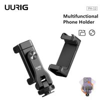 ◇ UURIG 360 Rotating Metal Phone Tripod Mount Phone Clip with Cold Shoe Mount For iPhone 14 13 12 Samsung Tripod Mic Fill Light