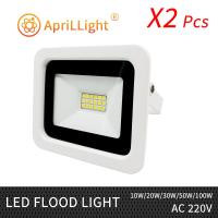 【♘COD Free Cas♘】 lezhandai00470736 2Pcs ไฟ Led Ac 220V Ultrathin Floodlight 10W 20W 30W 50W 100W Ip68สปอร์ตไลท์แอลอีดีกันน้ำ Reflector กลางแจ้ง