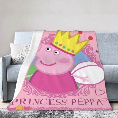 【พร้อมส่ง ผ้าห่ม ผ้าฟลีซ ผ้าสักหลาด ขนนิ่มมาก ลาย Peppa Pig สําหรับโซฟา เตียง บ้าน