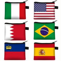 ♚ National Flag Print Women Coin Purse Spain / Brazil / Italy Money Bags Saudi Arabia Pattern Mini Handbag Cute Coin Bags Gift