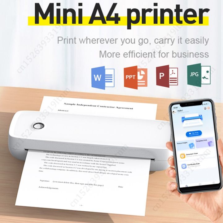 A4 Portable Inkless Printer Mini Document Thermal Printer Photo