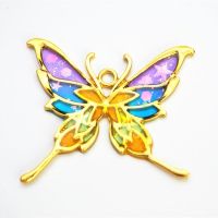 SENG♪Gold Butterfly Metal Frame Pendant Open Bezel Setting DIY Jewelry