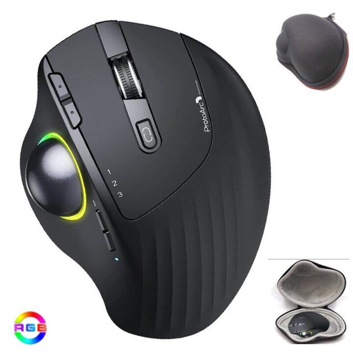 SeenDa USB Wireless Trackball Mouse RGB LED Bluetooth Rechargeable ...