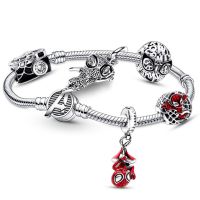 Disney Anime Spider-Man Charms Bracelet Women The Avengers Beads For Jewelry Making Marvel Superhero Pendant Peter Parker Bangle