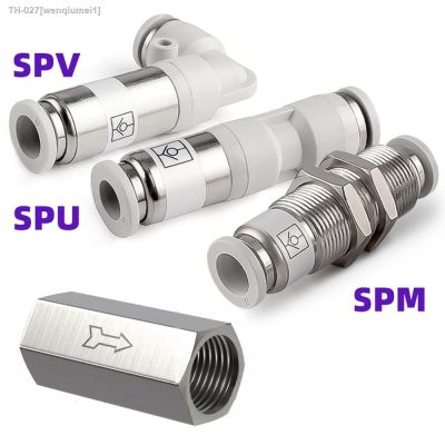 ✱ Pneumatic Air Check Valve Non-return Valve Hose Gas Pipe Quick Connector SPU SPV SPM 4 6 8 10 12MM Straight Bulkhead CV01 1/4