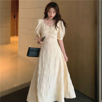 WAK483 2022ใหม่วันที่ขนาดเล็กกระโปรง Gentle Hepburn สไตล์ Sweet เกลือแสงสีเหลือง Backless หญิงฤดูร้อน