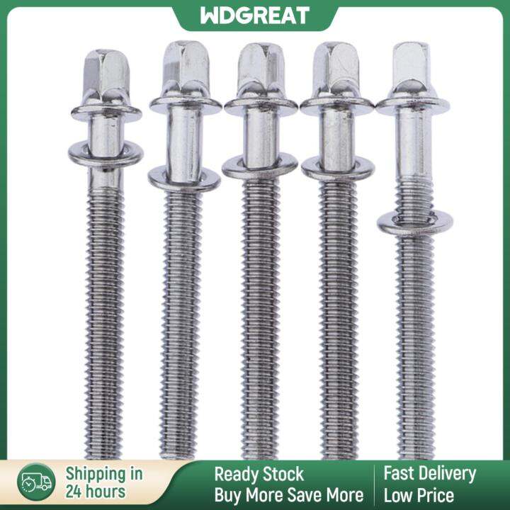 WDGREAT 5x NEW 14/5 Inch Drum Tension Rods w/ Washers for Snare Drum