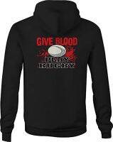 BCD Prints Give Blood Play Rugby Zip Up Hoodies Black for men