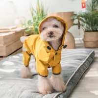 Cat Dog Raincoat Hooded Reflective Puppy Small Dog Rain Coat Dog Clothes Waterproof Jacket for Dogs Soft Breathable Mesh