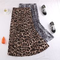 【CC】♞┇  Pleated Skirts for 2023 Leopard A Streetwear Print Patchwork Folds Waist Female