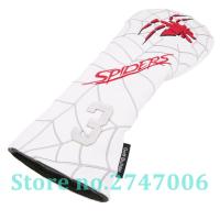 White PU with Spider Embroidery Fairway Wood FW Cover Golf Club Fairway Wood Head Cover