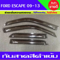 คิ้วกันสาดประตู กันสาด กันฝน 4 ชิ้น สีดำเข้ม FORD ESCAPE 2009 2010 2011 2012 2013 (A)