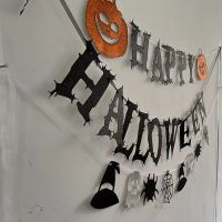 Happy Halloween Paper Banners Pumpkin Ghost Spider Web Hanging Garland Ghost Festival Halloween Scary Party Decorations Supplies