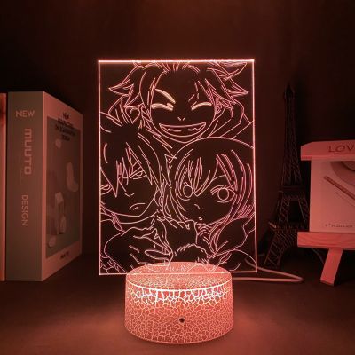 Led Panel Lights Anime Fairy Tail Natsu Manga Dragneel and Erza Scarlet Hug Night Light Led Touch Sensor Nightlight