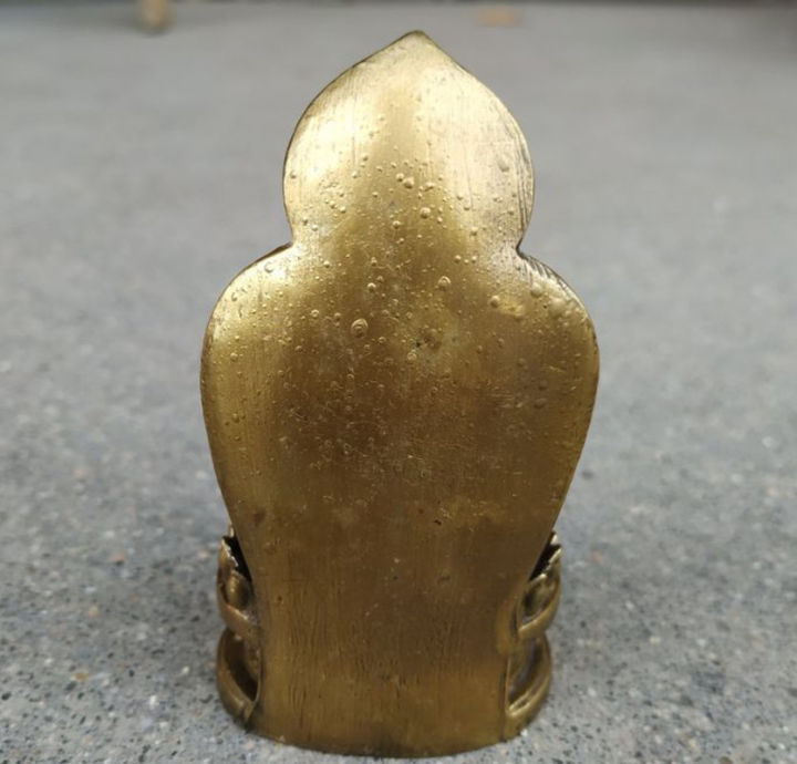 พระพุทธรูปรูปปั้นทองเหลืองนั่งพระพุทธรูปรูปปั้นขนาดเล็ก-shakyamuni-รูปปั้นคอลเลกชัน-travel-บูชาโบราณ-home-table-decor-อุปกรณ์เสริม