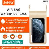 JAMAY PU01 กระเป๋าโทรศัพท์กันน้ำหน้าจอสัมผัสใต้น้ำว่ายน้ำกีฬาดำน้ำ PU + TPU โทรศัพท์กระเป๋าถุงลมนิรภัยสำหรับสมาร์ทโฟน