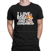 I Love Boba Milk Tea And Ramen ManS Tshirt Bubble Tea Lover O Neck Short Sleeve Fabric T Shirt Funny Top Quality Gift Idea