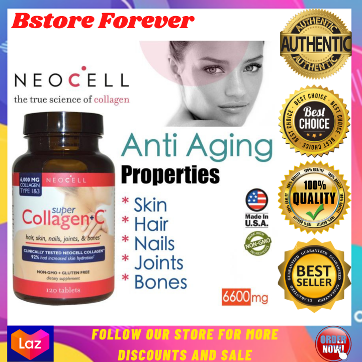 Bstore Authentic Neocell Super Collagen C Type I And Iii 120 Tablets In Bottles Helps Minimize 5222