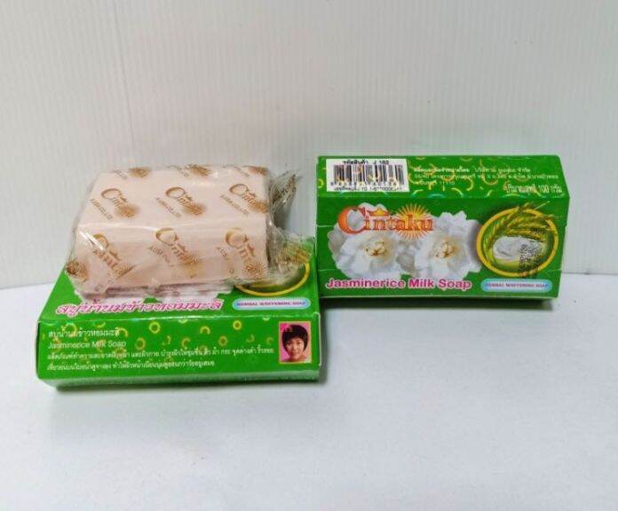 สบู่น้ำนมข้าวหอมมะลิ ขนาด 100g CINTAKU JASMINE RICE MILK SOAP(6 packs
