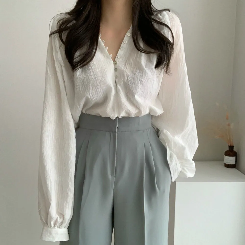 korean white blouse