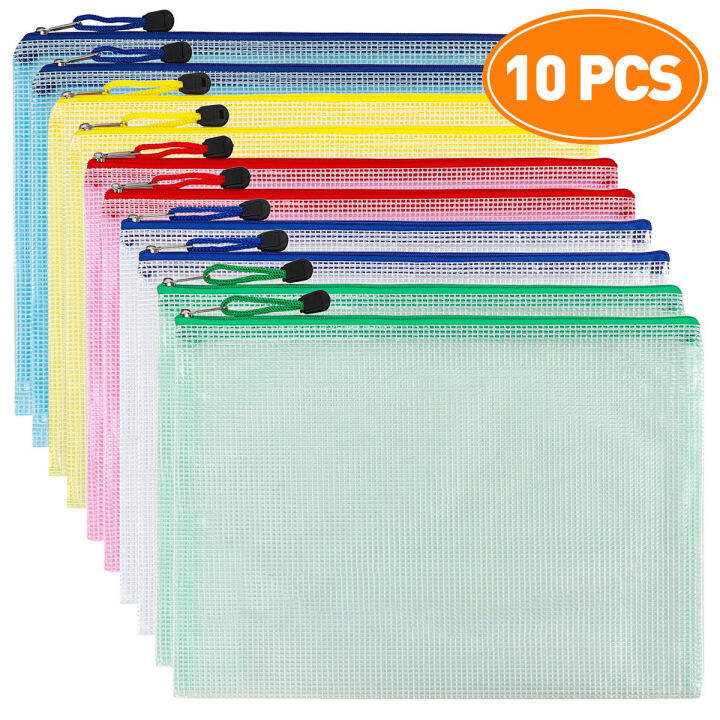 10pcs Mesh Zipper Pouch Zipper File Bags, Puzzle Project Bags for Cross