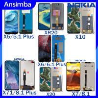 Ansimba หน้าจอจอ LCD แบบดั้งเดิมสำหรับ Nokia X 5(5.1บวก) X6(6.1บวก) X7(8.1) X71(8.1บวก) X20 X10 XR20หน้าจอสัมผัสแอลซีดีสำหรับชุด Nokia X พร้อมเครื่องมือซ่อมและกาวฟรี