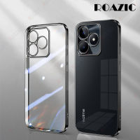 ROAZIC ฝาครอบปลอกซิลิโคนใสกันกระแทกสำหรับโทรศัพท์ C53 Realme ขอบกล่องโลหะชุบหรูหรา