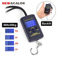 NEWACALOX 40kg/88Lb Mini Portable Digital Fishing Scale Backlit LCD Display Weighting Hook Travel Luggage Scale for Home Outdoor Luggage Scales